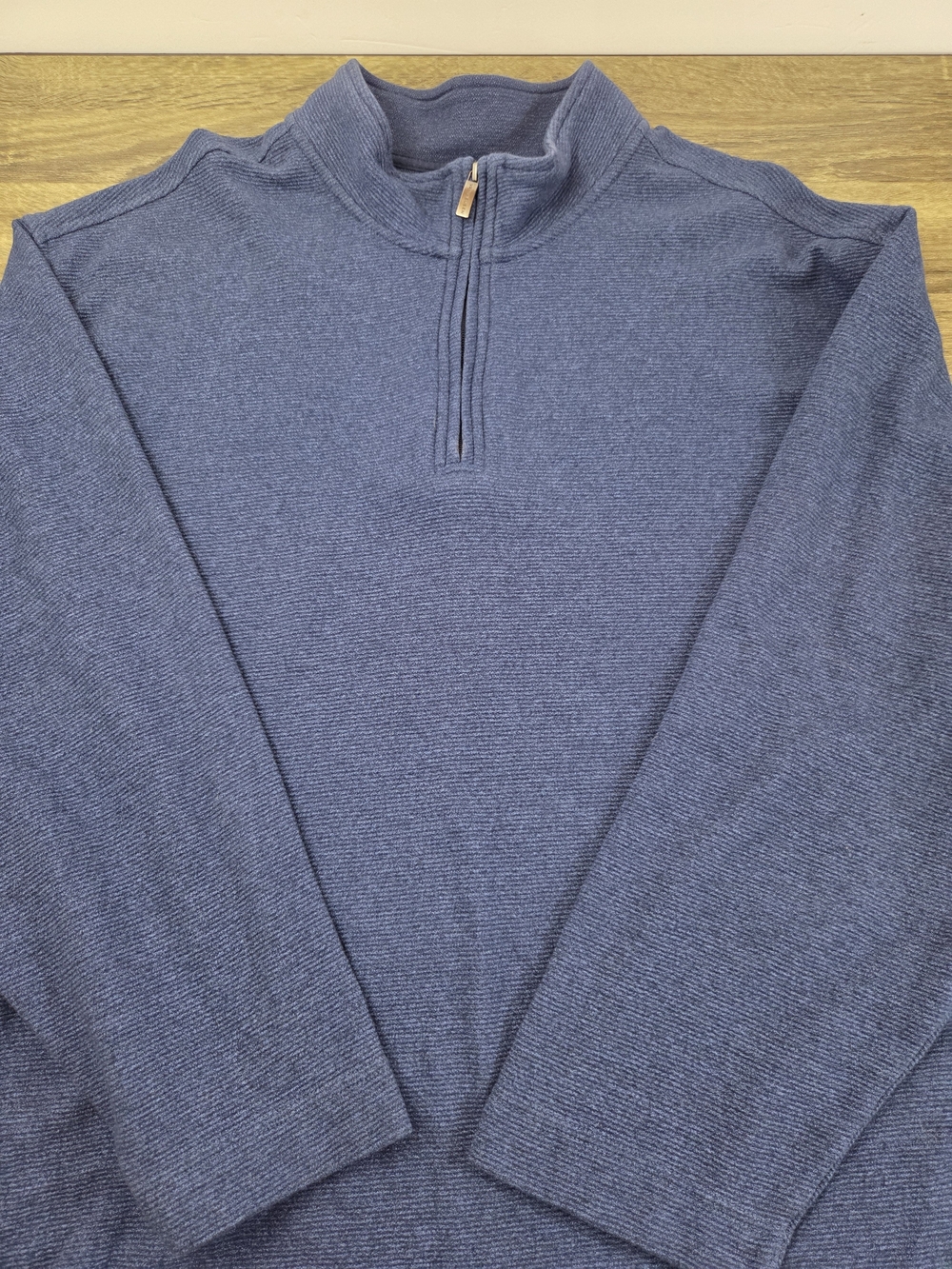 Van Heusen 1/4 Zip Pullover Sweater Men's 3XL Blue Stretch Long Sleeve Preppy